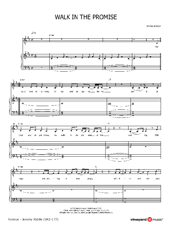 Walk In The Promise Piano Sheet (Jeremy Riddle)