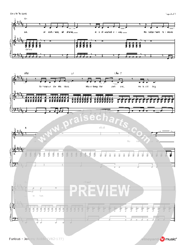 Glory To The Lamb Piano Sheet (Jeremy Riddle)