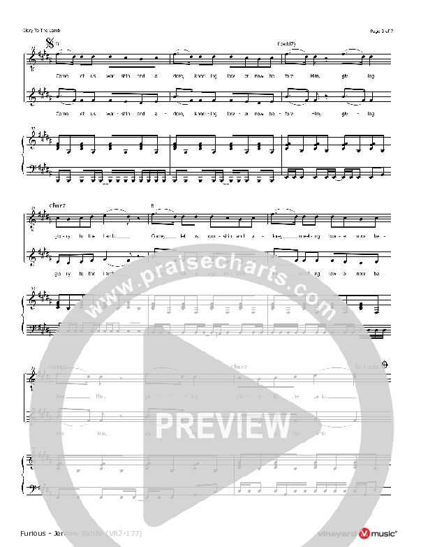Glory To The Lamb Piano Sheet (Jeremy Riddle)