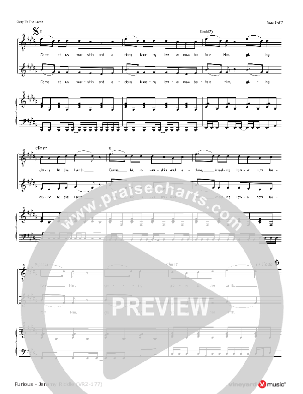 Glory To The Lamb Piano Sheet (Jeremy Riddle)