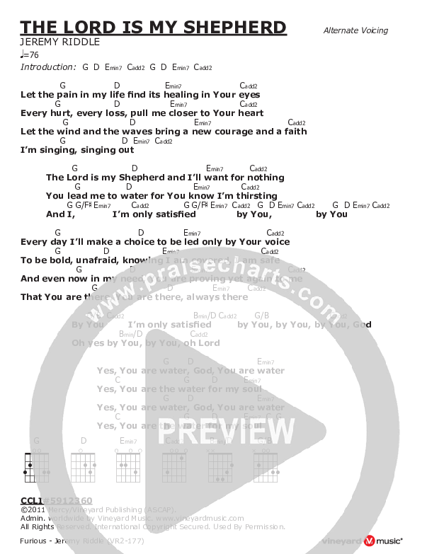 The Lord Is My Shepherd Chords & Lyrics (Jeremy Riddle)