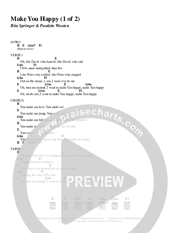 Make You Happy Chords PDF (Rita Springer) PraiseCharts