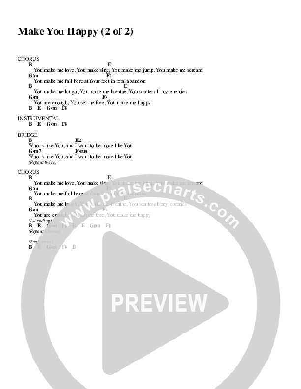 Make You Happy Chord Chart (Rita Springer)