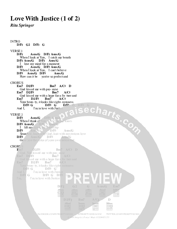 Love With Justice Chord Chart (Rita Springer)