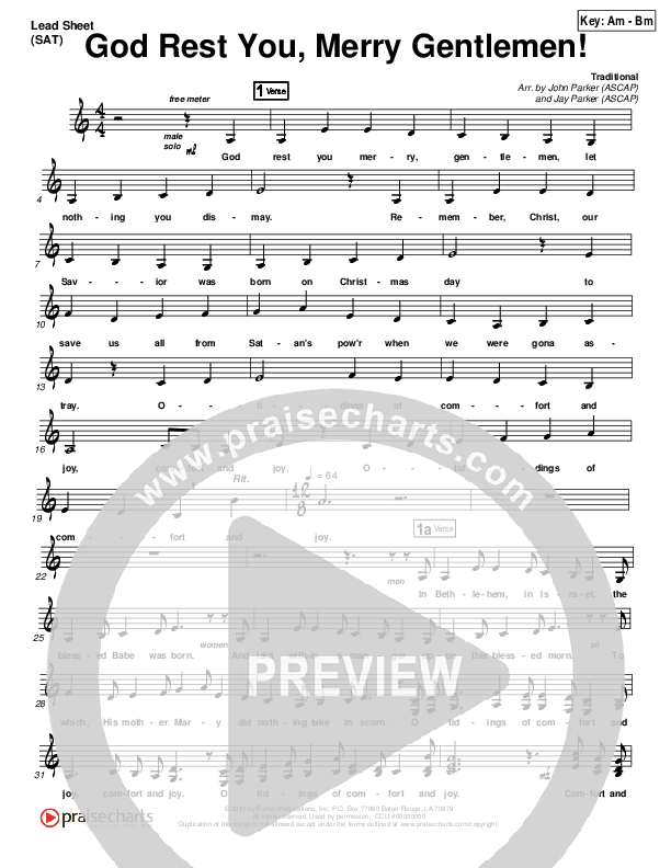 God Rest You Merry Gentlemen Lead Sheet (SAT) (John Parker / Jay Parker)