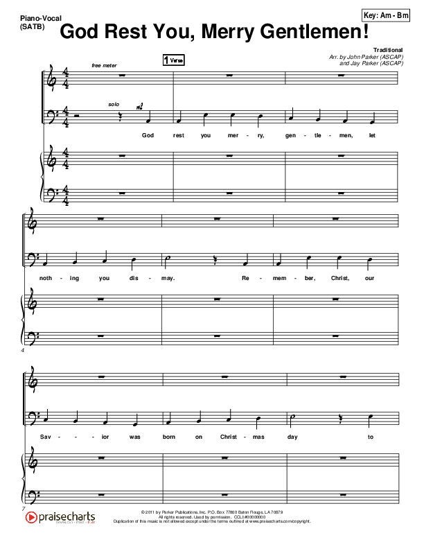 God Rest You Merry Gentlemen Lead & Piano (John Parker / Jay Parker)