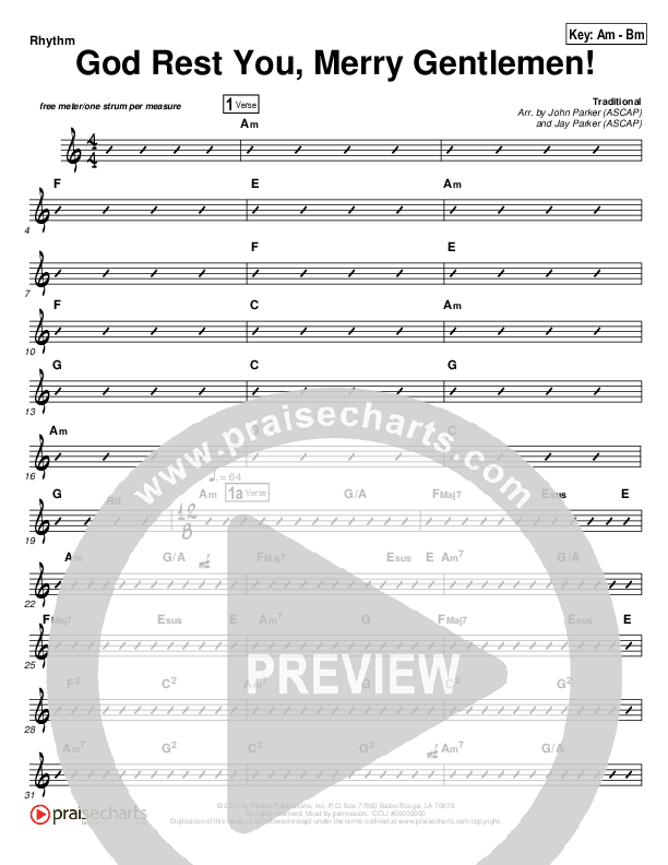God Rest You Merry Gentlemen Rhythm Chart (John Parker / Jay Parker)