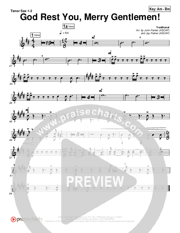 God Rest You Merry Gentlemen Tenor Sax 1/2 (John Parker / Jay Parker)