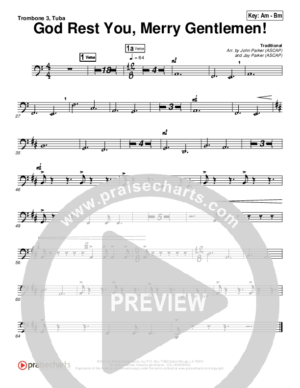 God Rest You Merry Gentlemen Trombone 3/Tuba (John Parker / Jay Parker)
