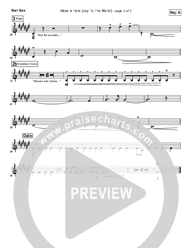 Hope Is Here (Joy To The World) Bari Sax (Dan Macaulay)