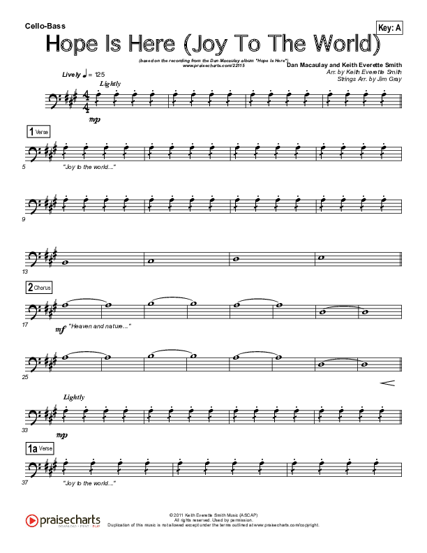 Hope Is Here (Joy To The World) Cello/Bass (Dan Macaulay)