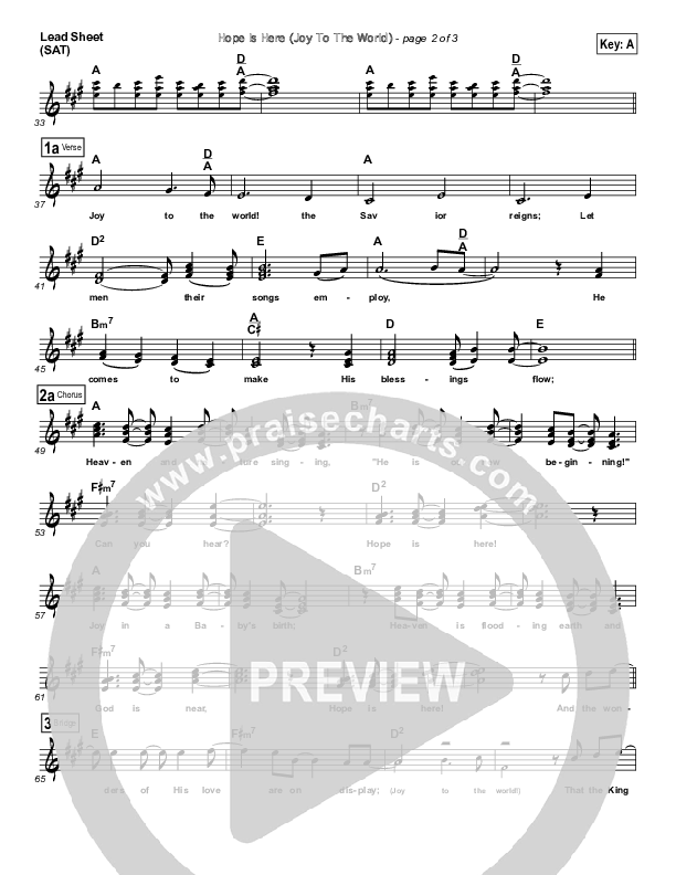 Hope Is Here (Joy To The World) Lead Sheet (Dan Macaulay)