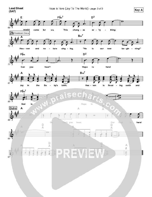 Hope Is Here (Joy To The World) Lead Sheet (Dan Macaulay)