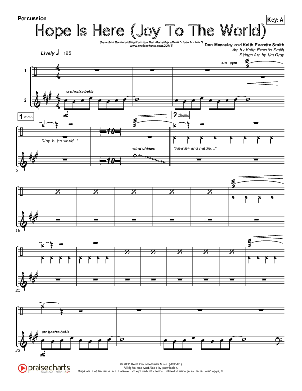 Hope Is Here (Joy To The World) Percussion (Dan Macaulay)