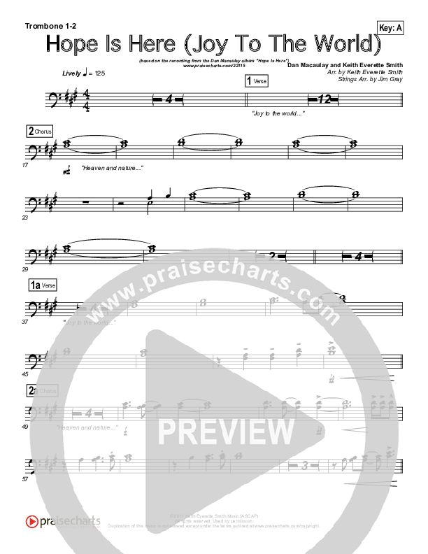 Hope Is Here (Joy To The World) Trombone 1/2 (Dan Macaulay)