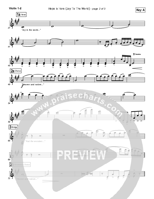 Hope Is Here (Joy To The World) Violin 1/2 (Dan Macaulay)