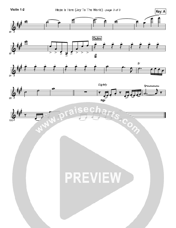 Hope Is Here (Joy To The World) Violin 1/2 (Dan Macaulay)