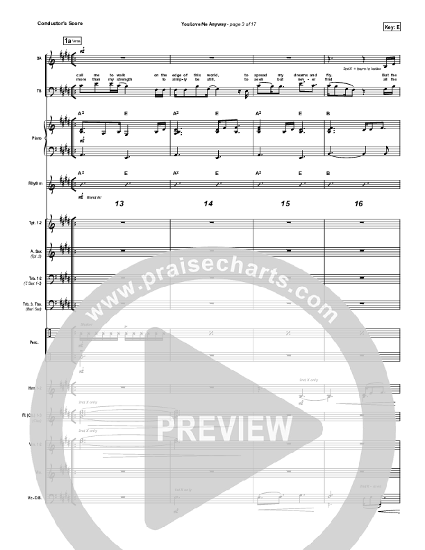 You Love Me Anyway Conductor's Score (Sidewalk Prophets)