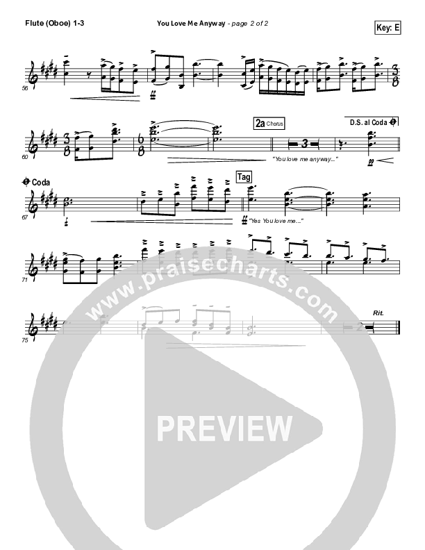 You Love Me Anyway Flute/Oboe 1/2/3 (Sidewalk Prophets)