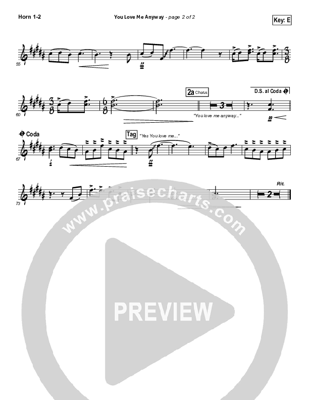 You Love Me Anyway French Horn 1/2 (Sidewalk Prophets)