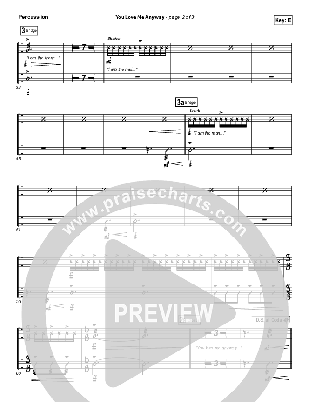 You Love Me Anyway Percussion (Sidewalk Prophets)