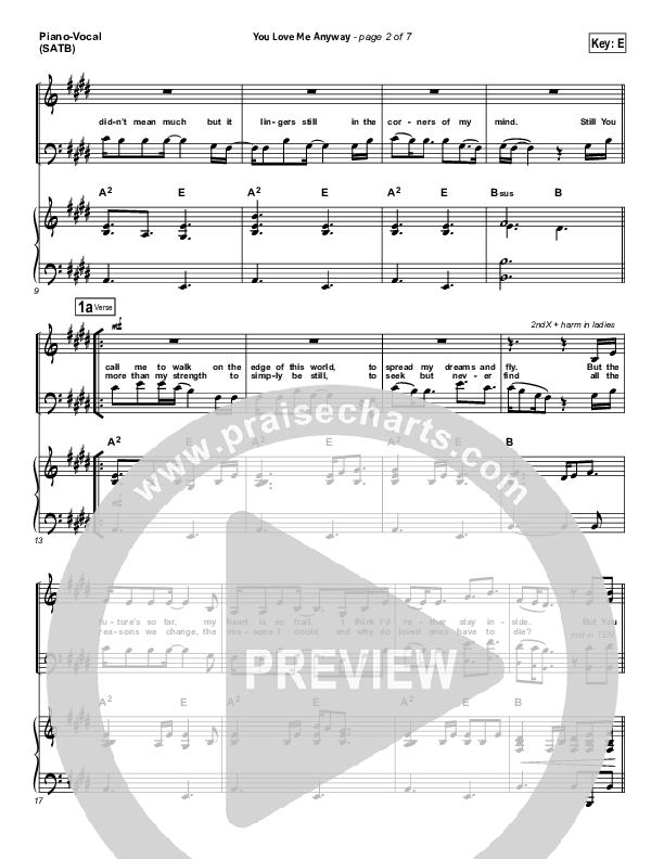 You Love Me Anyway Piano/Vocal (SATB) (Sidewalk Prophets)