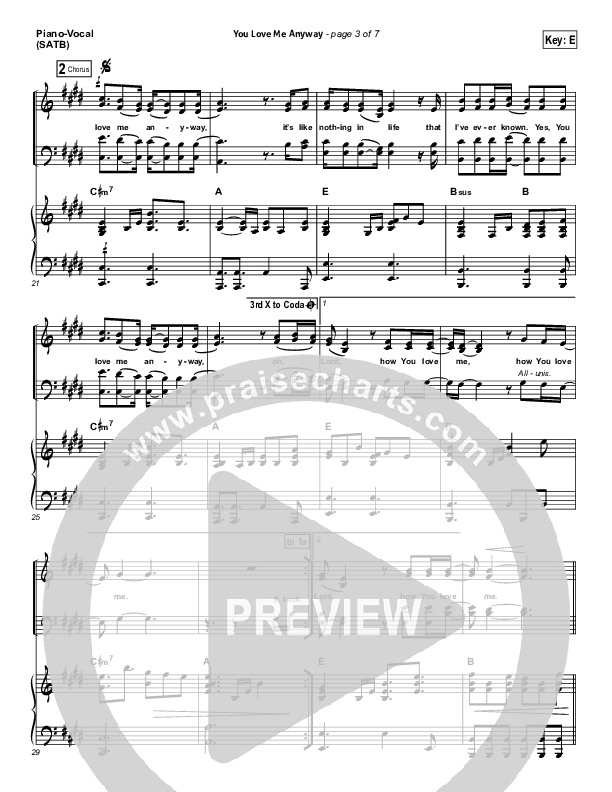 You Love Me Anyway Piano/Vocal (SATB) (Sidewalk Prophets)