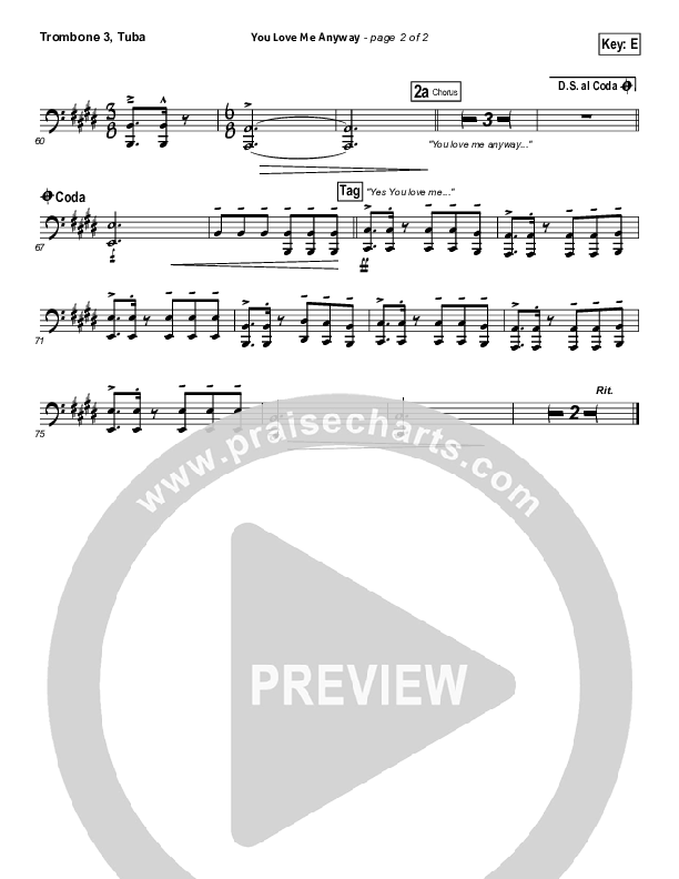 You Love Me Anyway Trombone 3/Tuba (Sidewalk Prophets)