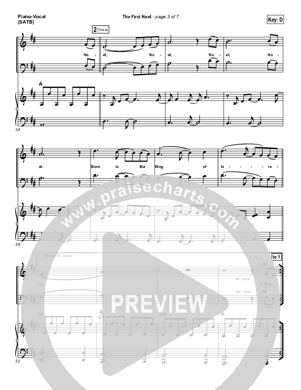 The First Noel Piano/Vocal (SATB) (David Crowder)