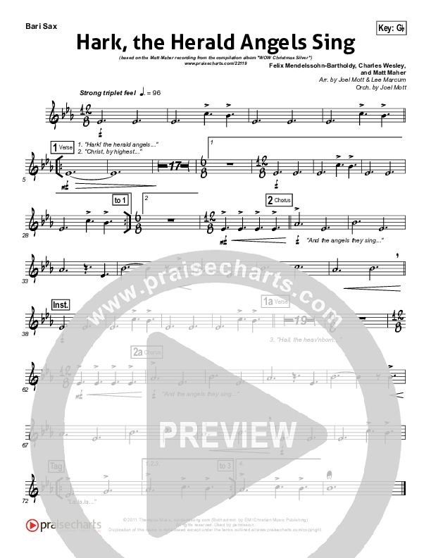 Hark The Herald Angels Sing Bari Sax (Matt Maher)