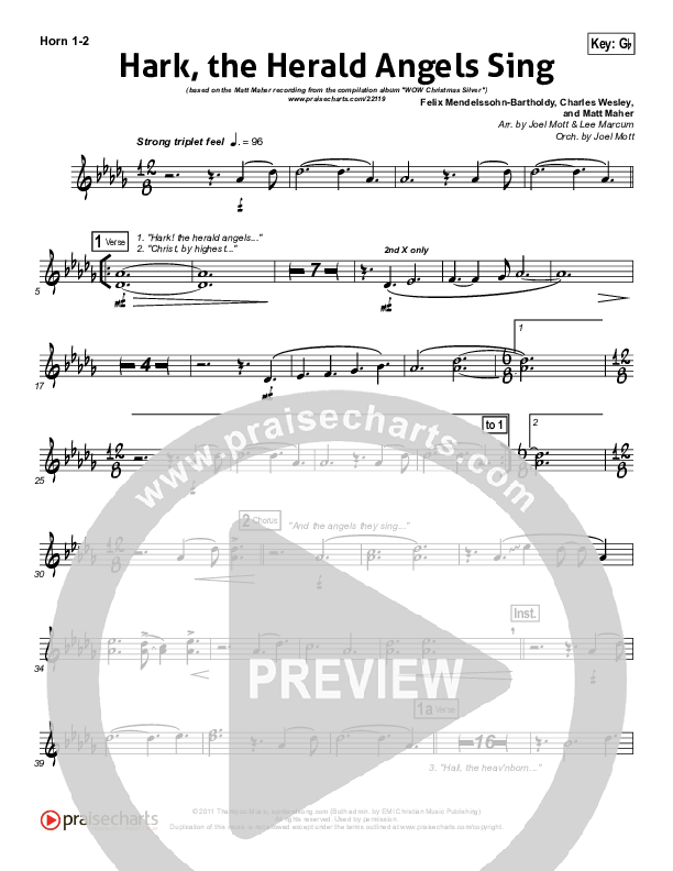 Hark The Herald Angels Sing French Horn 1/2 (Matt Maher)