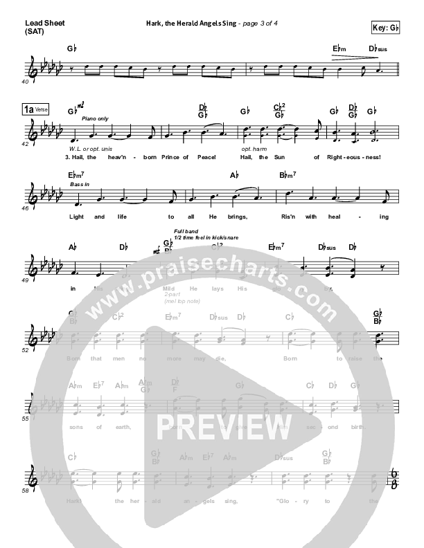 Hark The Herald Angels Sing Lead Sheet (SAT) (Matt Maher)