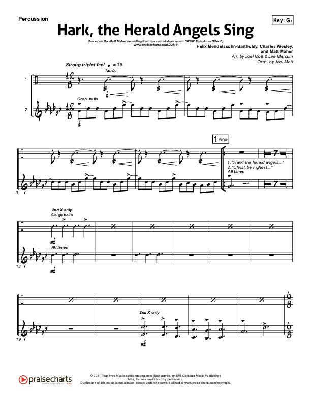 Hark The Herald Angels Sing Percussion (Matt Maher)