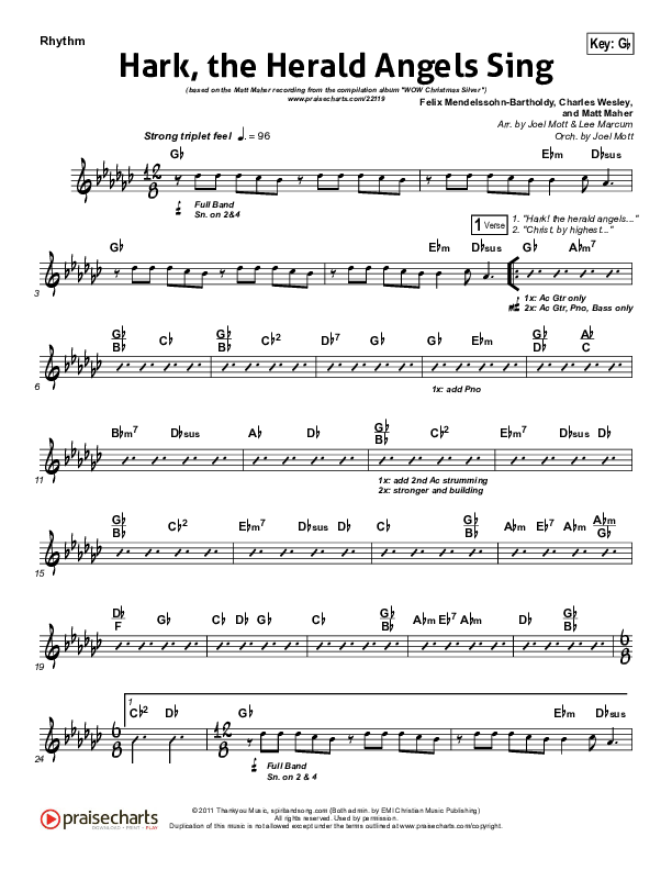 Hark The Herald Angels Sing Rhythm Chart (Matt Maher)