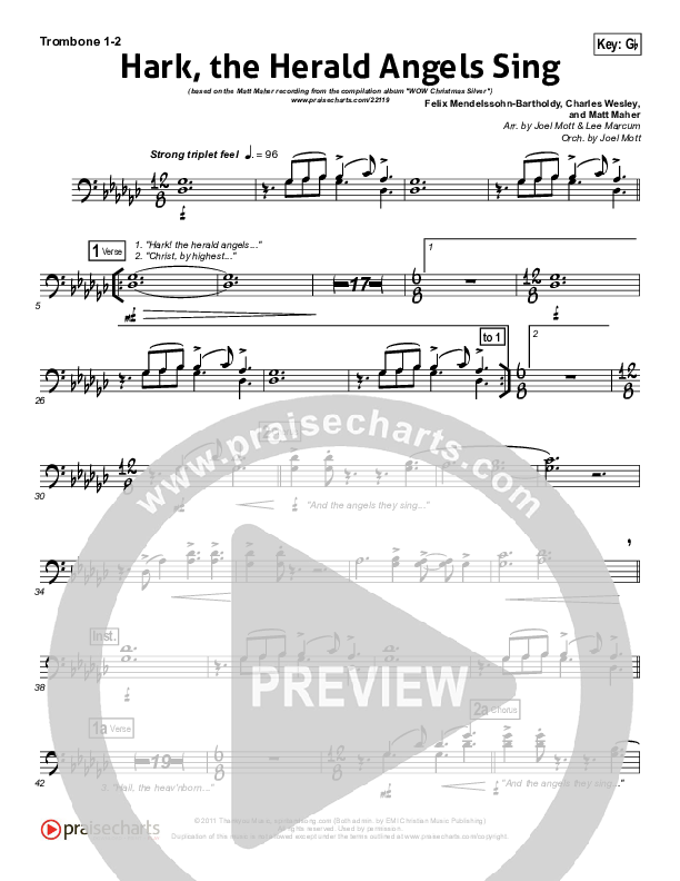 Hark The Herald Angels Sing Trombone 1/2 (Matt Maher)