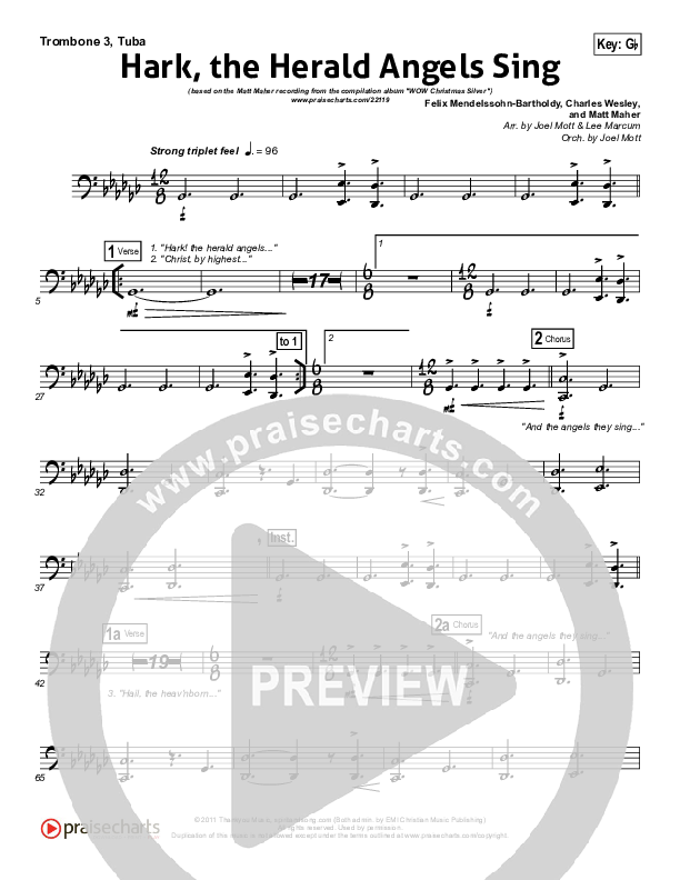 Hark The Herald Angels Sing Trombone 3/Tuba (Matt Maher)