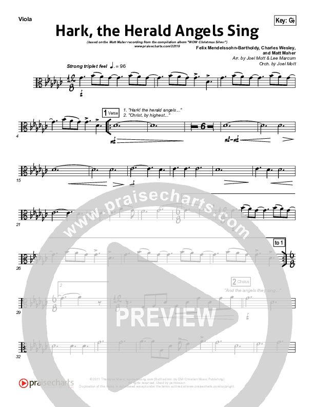 Hark The Herald Angels Sing Viola (Matt Maher)