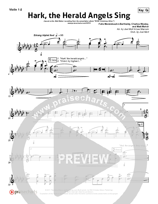Hark The Herald Angels Sing Violin 1/2 (Matt Maher)