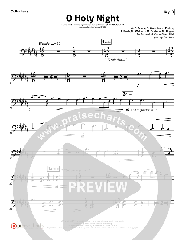 O Holy Night Cello/Bass (David Crowder)