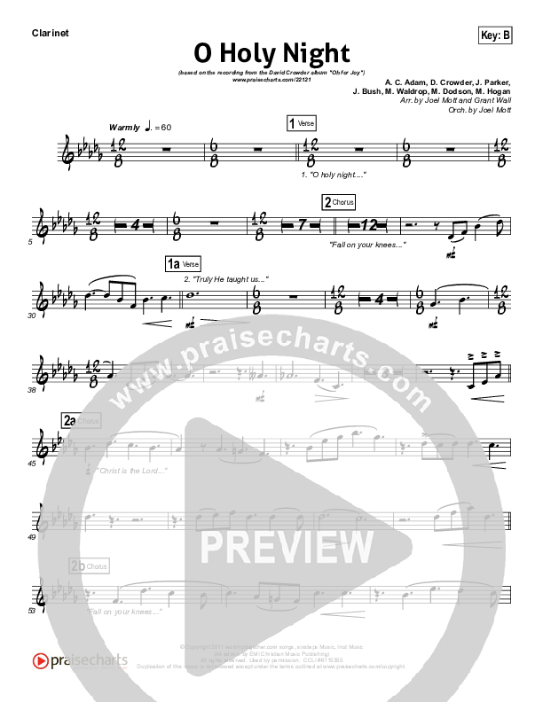 O Holy Night Clarinet (David Crowder)