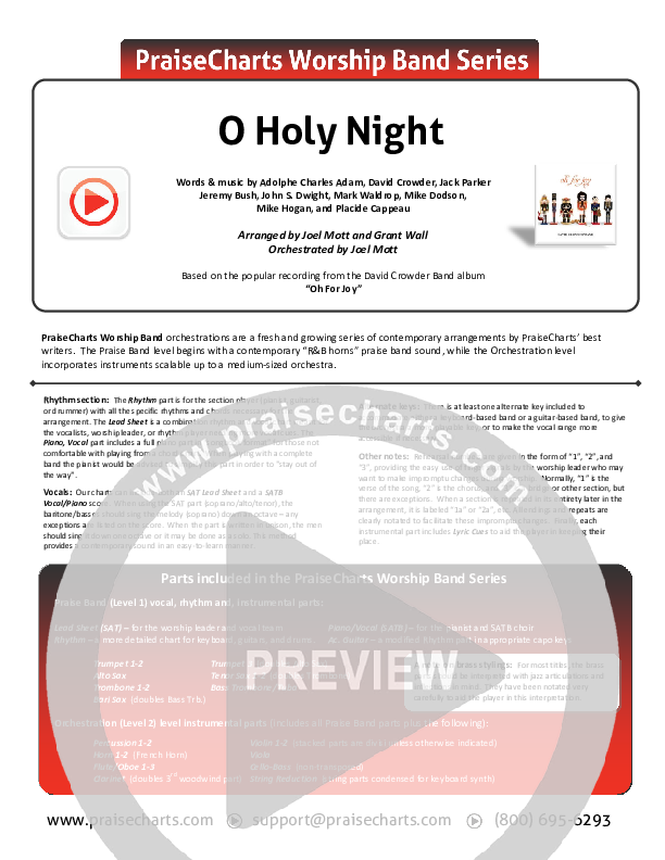 O Holy Night Cover Sheet (David Crowder)