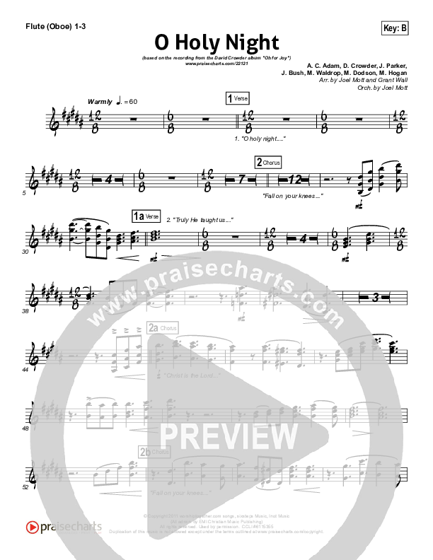 O Holy Night Flute/Oboe 1/2/3 (David Crowder)