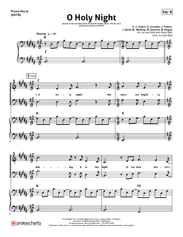 O Holy Night Piano/Vocal & Lead (David Crowder)