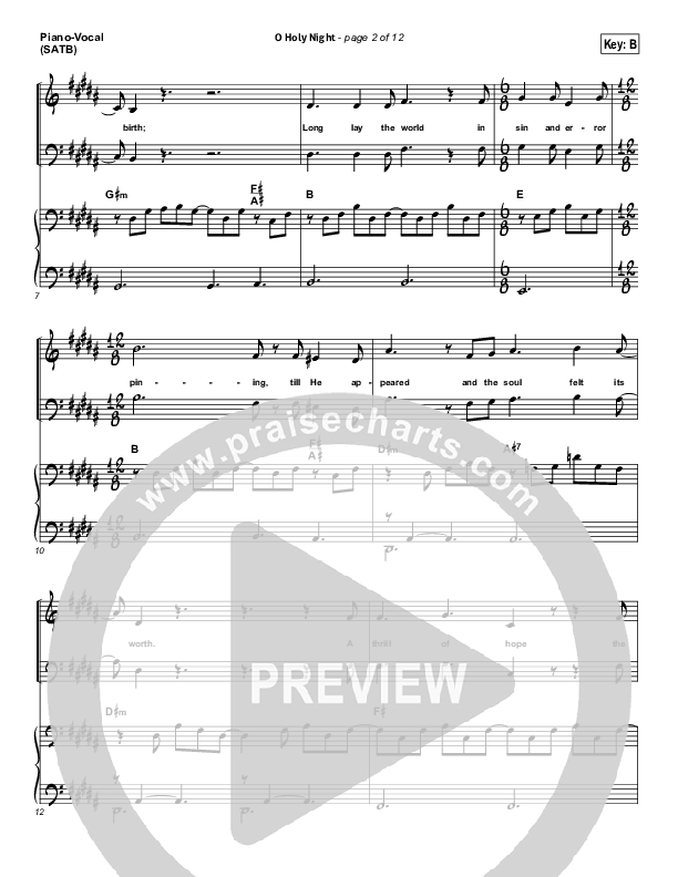 O Holy Night Piano/Vocal (SATB) (David Crowder)