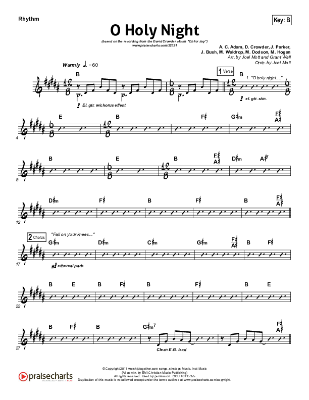 O Holy Night Rhythm Chart (David Crowder)