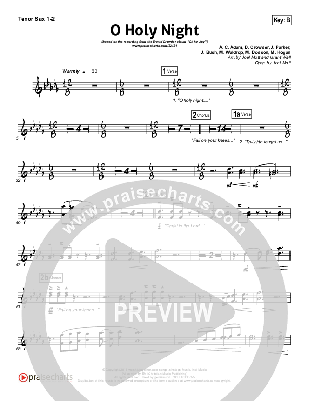 O Holy Night Tenor Sax 1/2 (David Crowder)