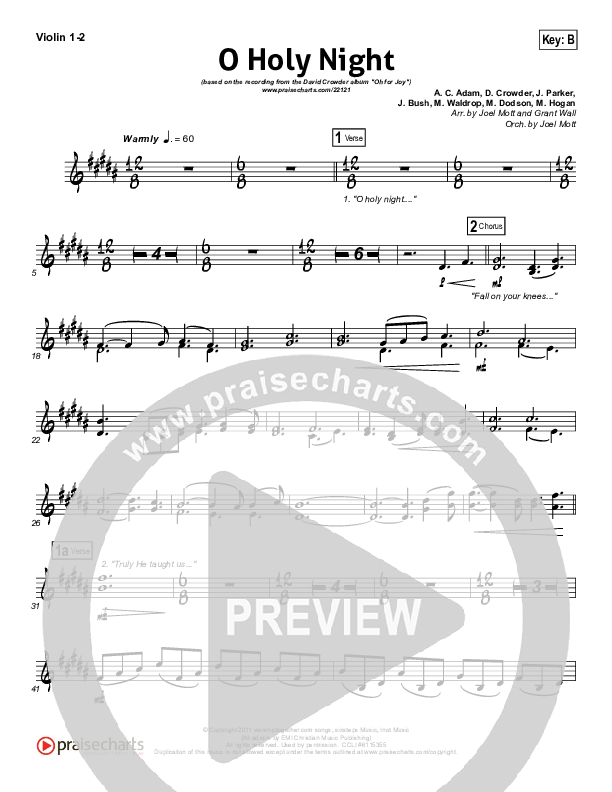 O Holy Night Violin 1/2 (David Crowder)