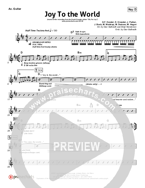 Joy To The World Acoustic Guitar (David Crowder)