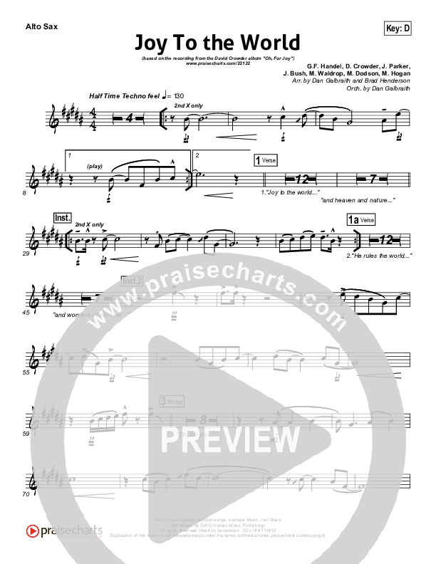 Joy To The World Alto Sax (David Crowder)