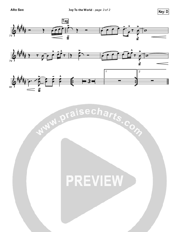 Joy To The World Alto Sax (David Crowder)